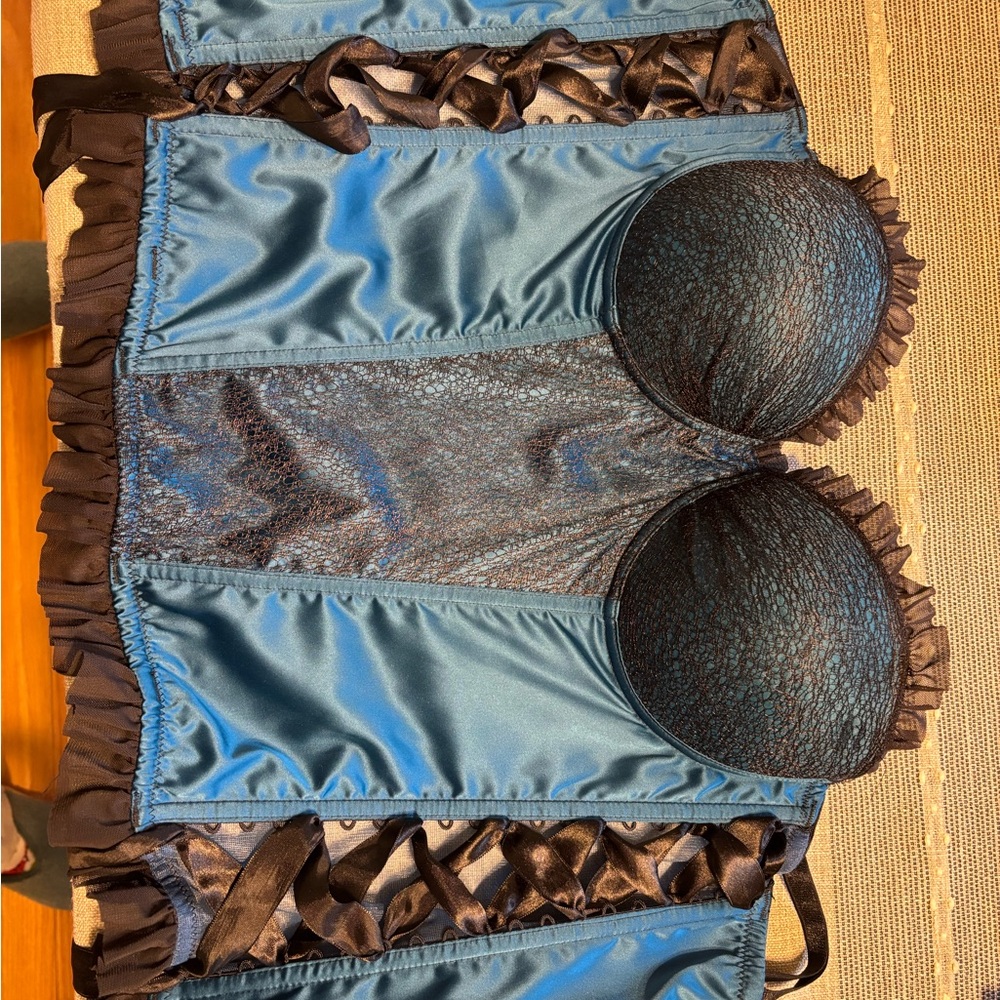 Blue and Black Lace corset top